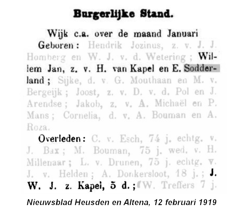 1919 BS geb ber Willem J zv H v Kapel - E Sodderland